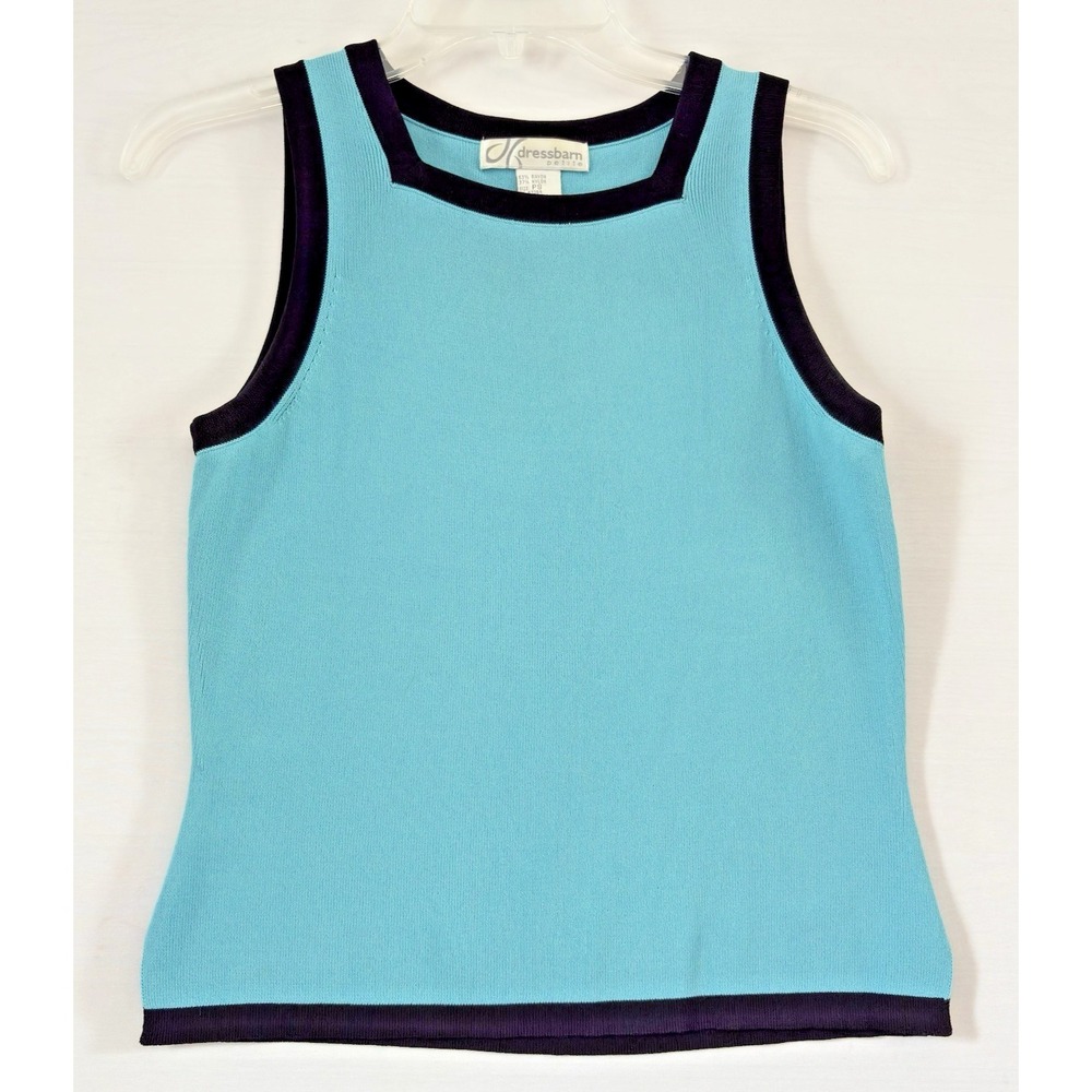 Dress Barn Vintage Teal Blue/Black  Zip Up Rayon Nylon  Sweater SET PSmall